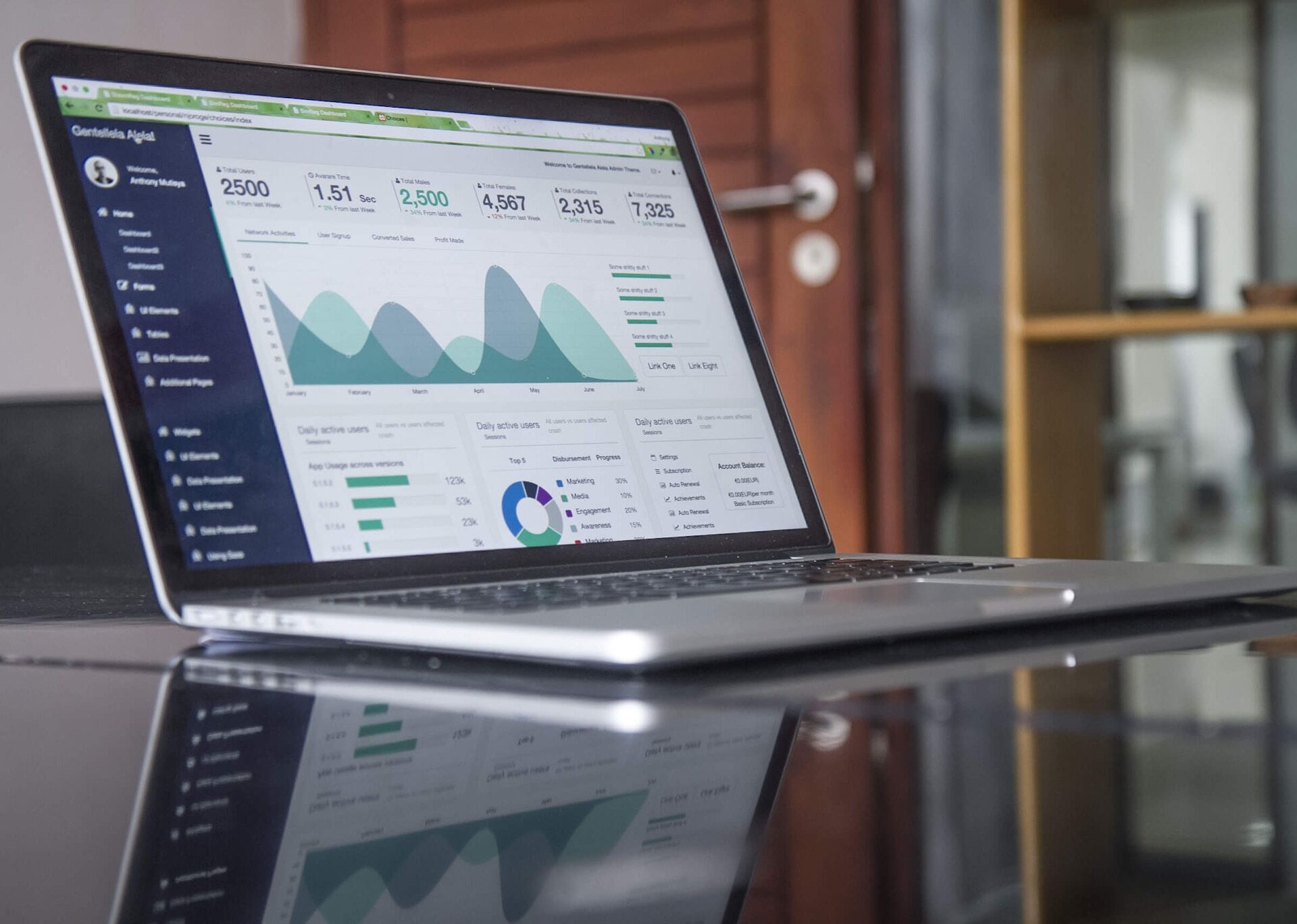 laptop with analytic data
