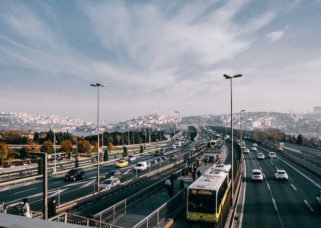 a picture of cars traveling on highways