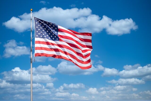 The flag of the United States of America.